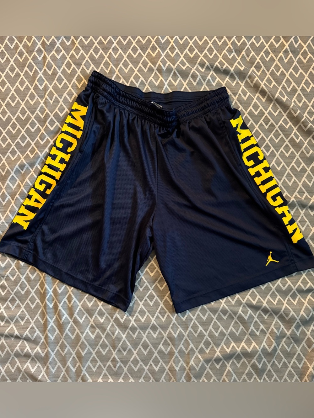 Jordan Men's Navy and Yellow Michigan Athletic Shorts